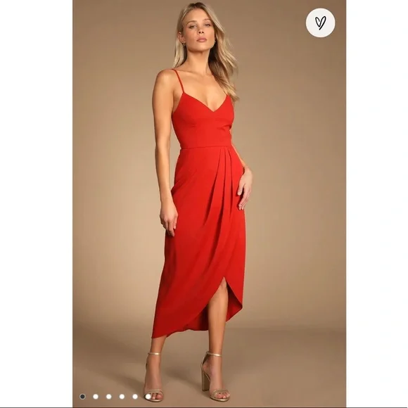 strapless open back dress Schiffer Slip Midi Dress Rust| Beginning Boutique US